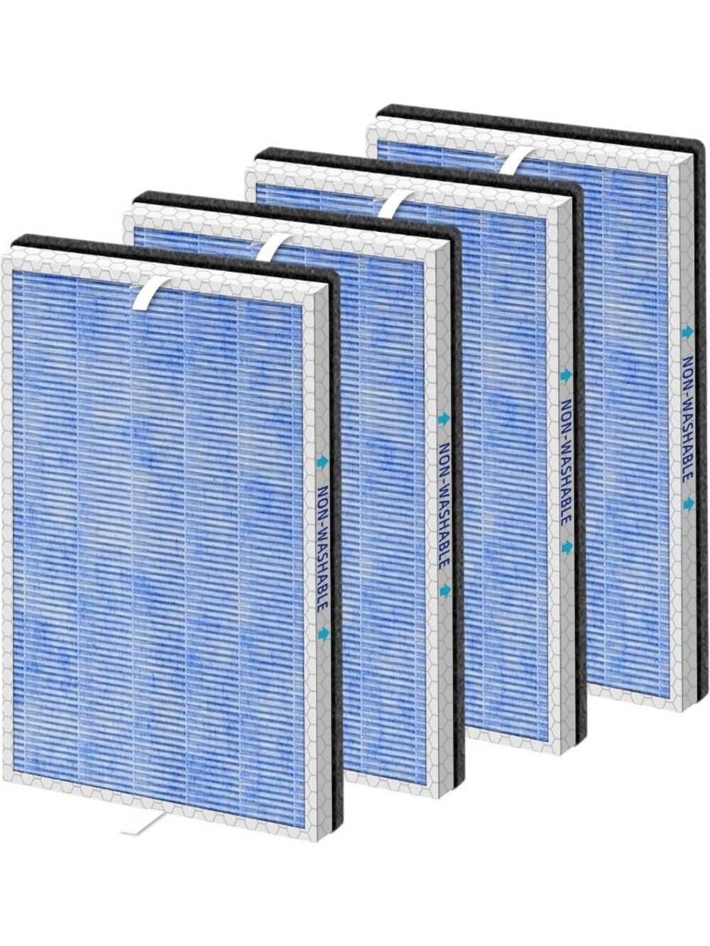4-Pack HEPA Replacement Filters for Air Purifiers - H13 True HEPA & Activated